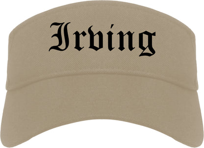 Irving Texas TX Old English Mens Visor Cap Hat Khaki
