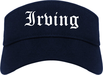 Irving Texas TX Old English Mens Visor Cap Hat Navy Blue