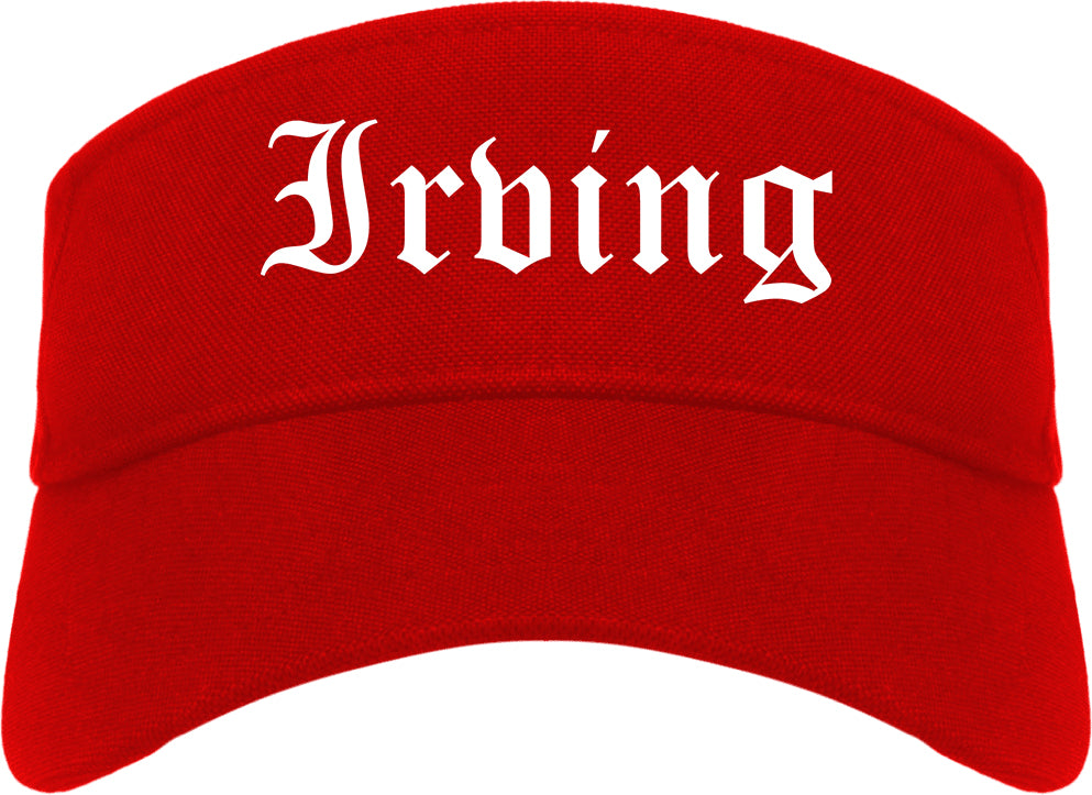Irving Texas TX Old English Mens Visor Cap Hat Red