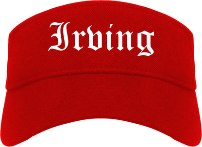Irving Texas TX Old English Mens Visor Cap Hat Red