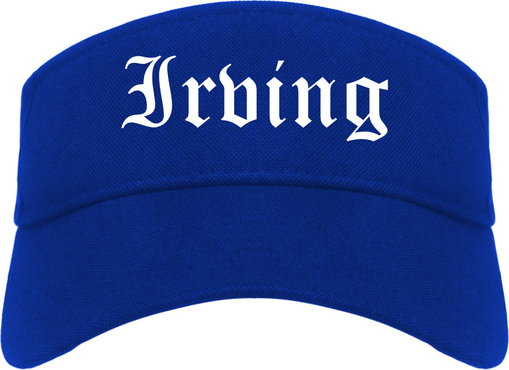 Irving Texas TX Old English Mens Visor Cap Hat Royal Blue