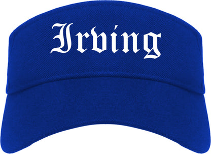 Irving Texas TX Old English Mens Visor Cap Hat Royal Blue