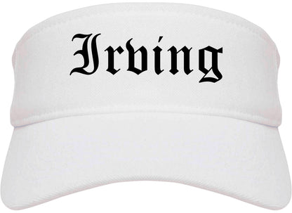 Irving Texas TX Old English Mens Visor Cap Hat White