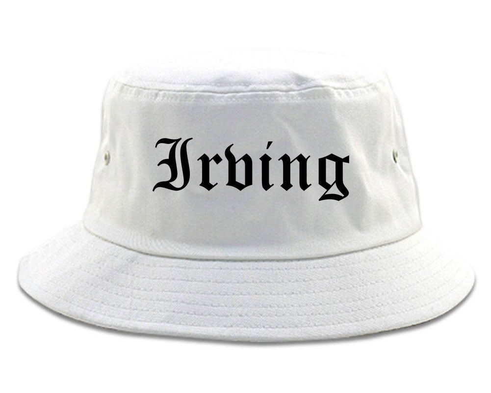 Irving Texas TX Old English Mens Bucket Hat White