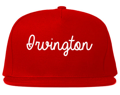 Irvington New York NY Script Mens Snapback Hat Red