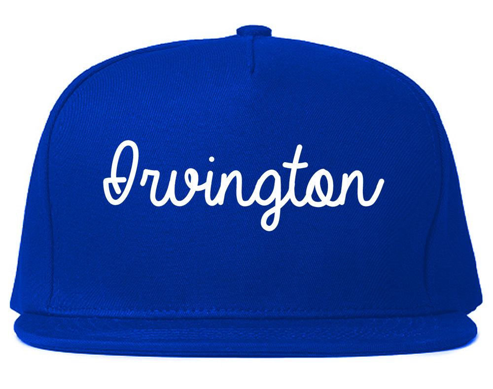 Irvington New York NY Script Mens Snapback Hat Royal Blue