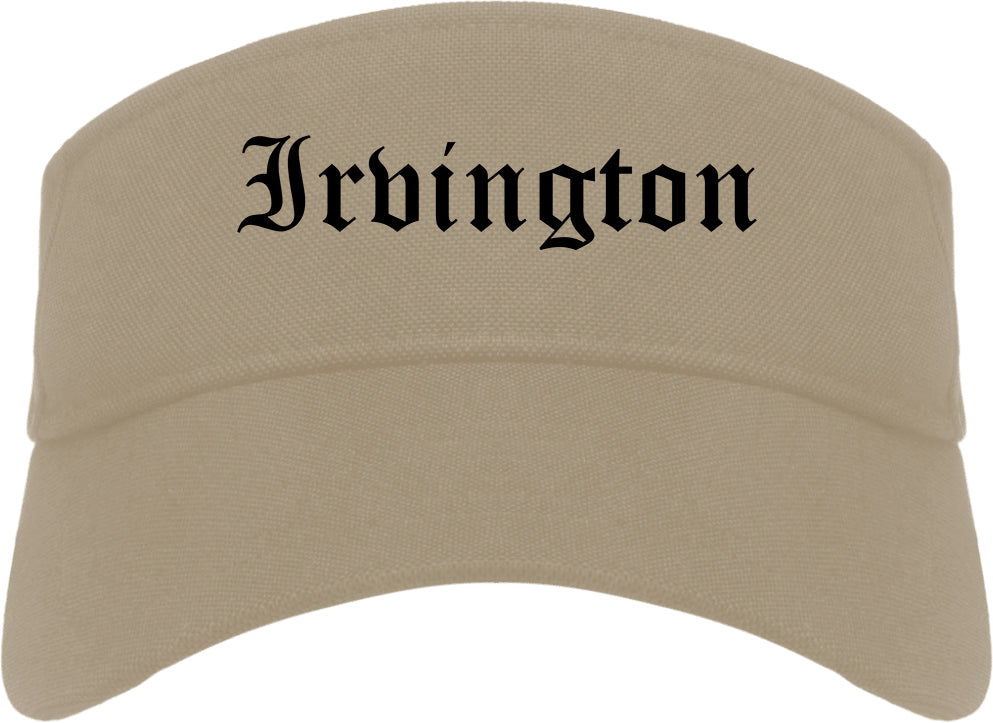 Irvington New York NY Old English Mens Visor Cap Hat Khaki