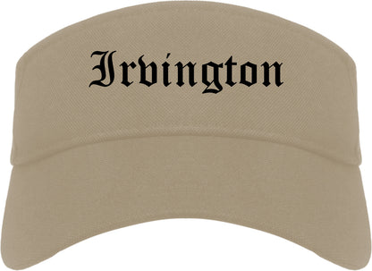Irvington New York NY Old English Mens Visor Cap Hat Khaki