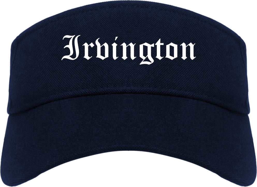 Irvington New York NY Old English Mens Visor Cap Hat Navy Blue
