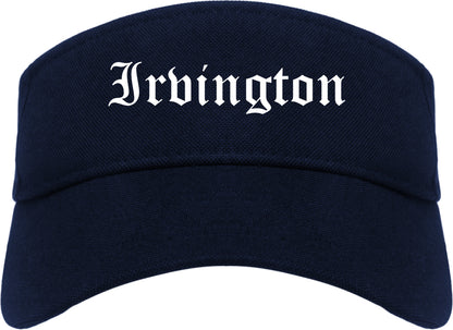 Irvington New York NY Old English Mens Visor Cap Hat Navy Blue