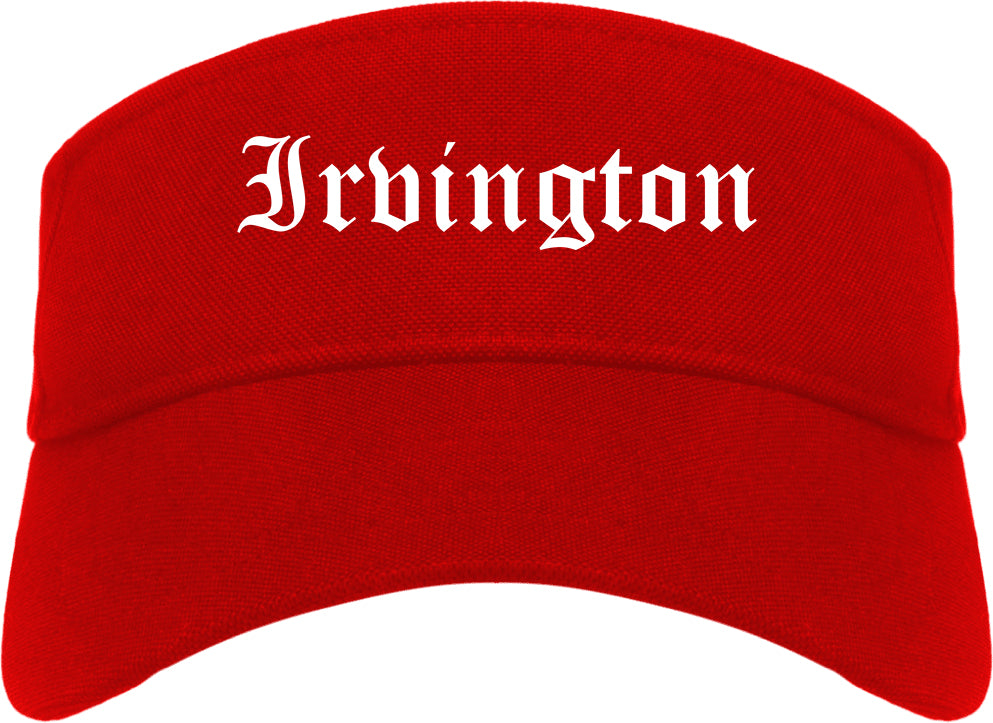 Irvington New York NY Old English Mens Visor Cap Hat Red