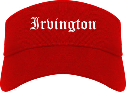 Irvington New York NY Old English Mens Visor Cap Hat Red