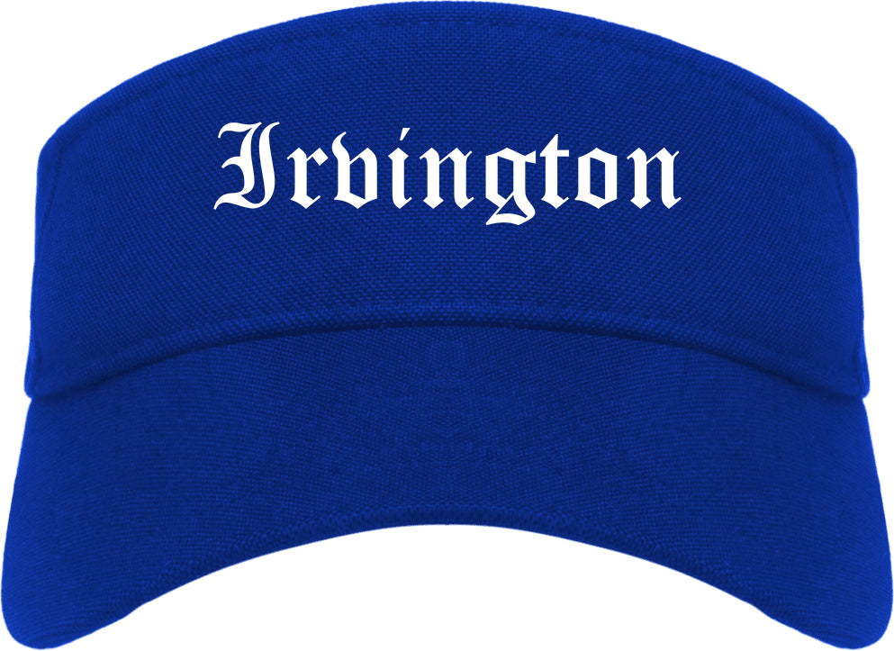 Irvington New York NY Old English Mens Visor Cap Hat Royal Blue