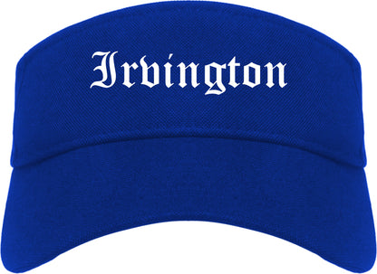 Irvington New York NY Old English Mens Visor Cap Hat Royal Blue