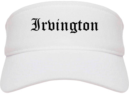 Irvington New York NY Old English Mens Visor Cap Hat White