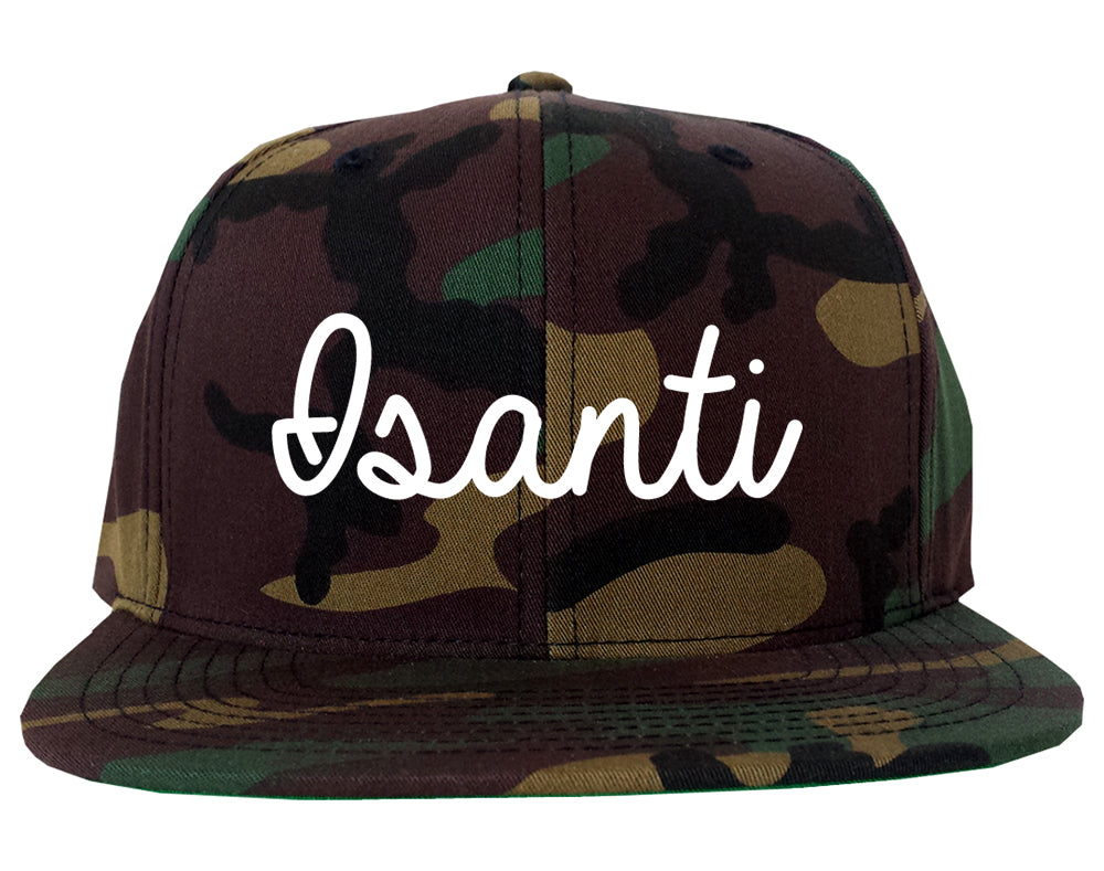 Isanti Minnesota MN Script Mens Snapback Hat Army Camo
