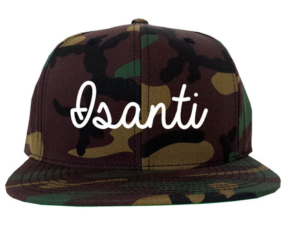 Isanti Minnesota MN Script Mens Snapback Hat Army Camo