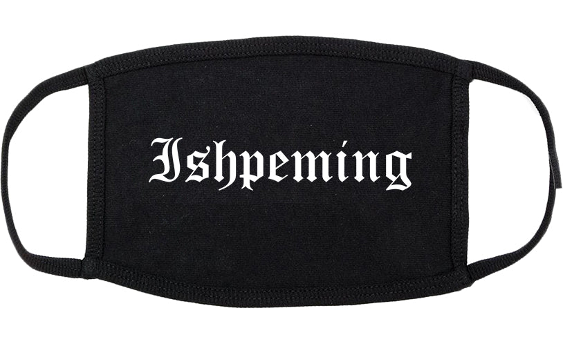 Ishpeming Michigan MI Old English Cotton Face Mask Black