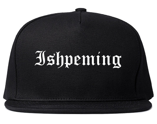 Ishpeming Michigan MI Old English Mens Snapback Hat Black