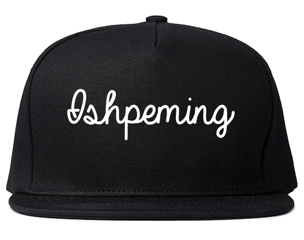 Ishpeming Michigan MI Script Mens Snapback Hat Black