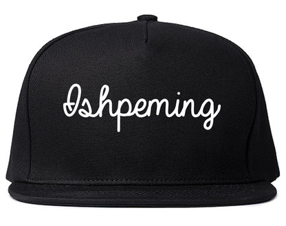 Ishpeming Michigan MI Script Mens Snapback Hat Black