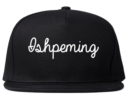 Ishpeming Michigan MI Script Mens Snapback Hat Black