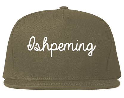 Ishpeming Michigan MI Script Mens Snapback Hat Grey