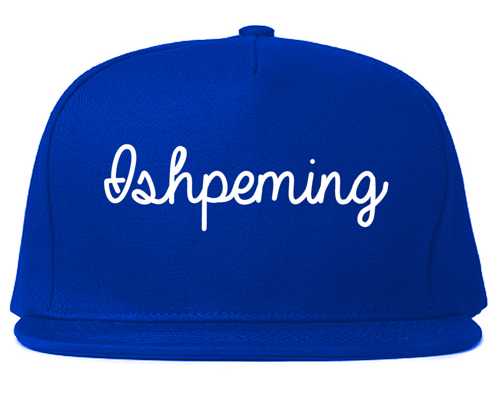 Ishpeming Michigan MI Script Mens Snapback Hat Royal Blue