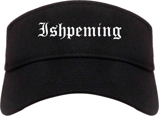 Ishpeming Michigan MI Old English Mens Visor Cap Hat Black