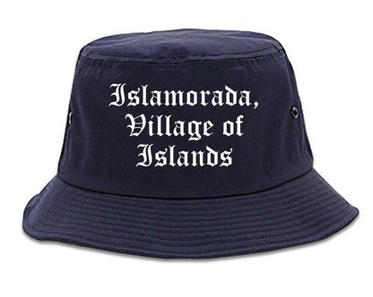 Islamorada, Village of Islands Florida FL Old English Mens Bucket Hat Navy Blue