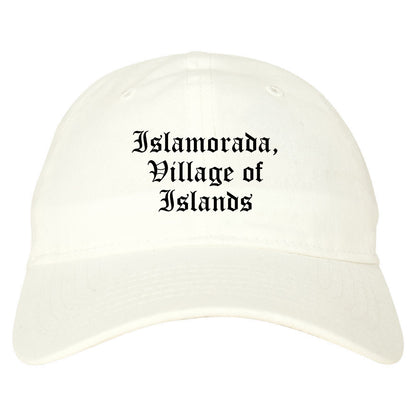 Islamorada, Village of Islands Florida FL Old English Mens Dad Hat Baseball Cap White