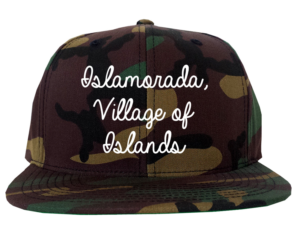 Islamorada, Village of Islands Florida FL Script Mens Snapback Hat Army Camo