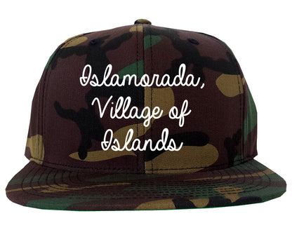 Islamorada, Village of Islands Florida FL Script Mens Snapback Hat Army Camo