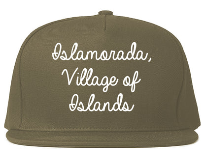 Islamorada, Village of Islands Florida FL Script Mens Snapback Hat Grey