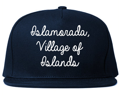 Islamorada, Village of Islands Florida FL Script Mens Snapback Hat Navy Blue