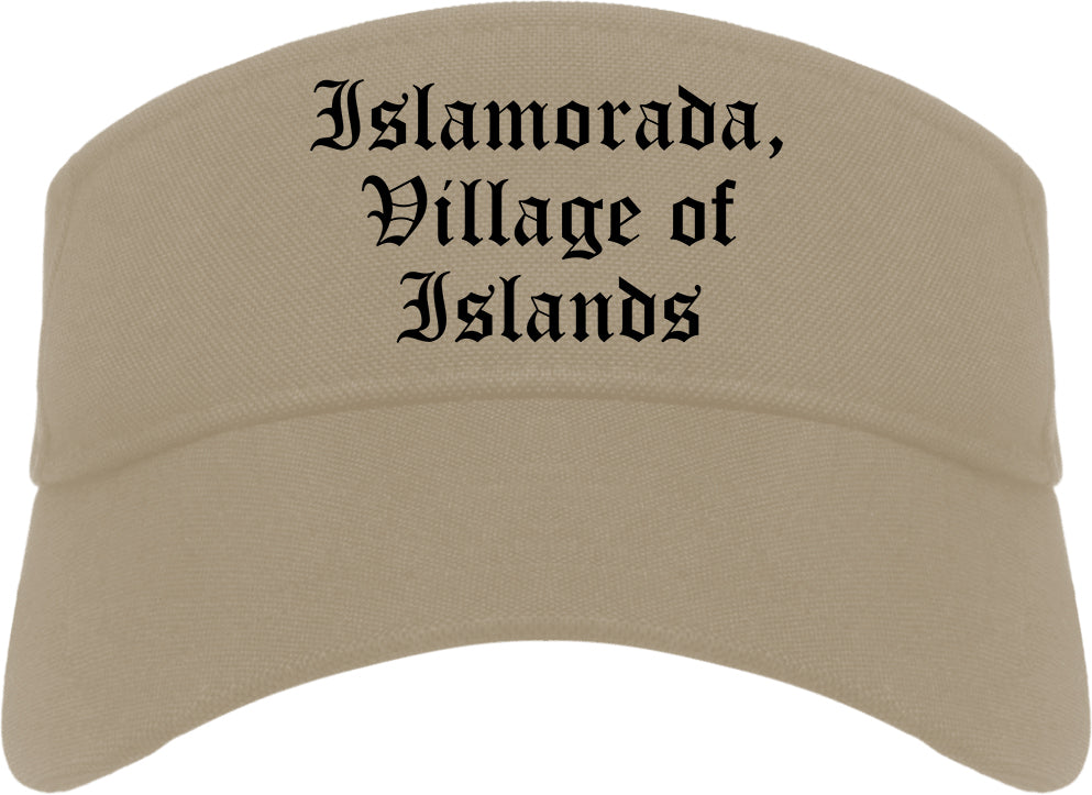 Islamorada, Village of Islands Florida FL Old English Mens Visor Cap Hat Khaki