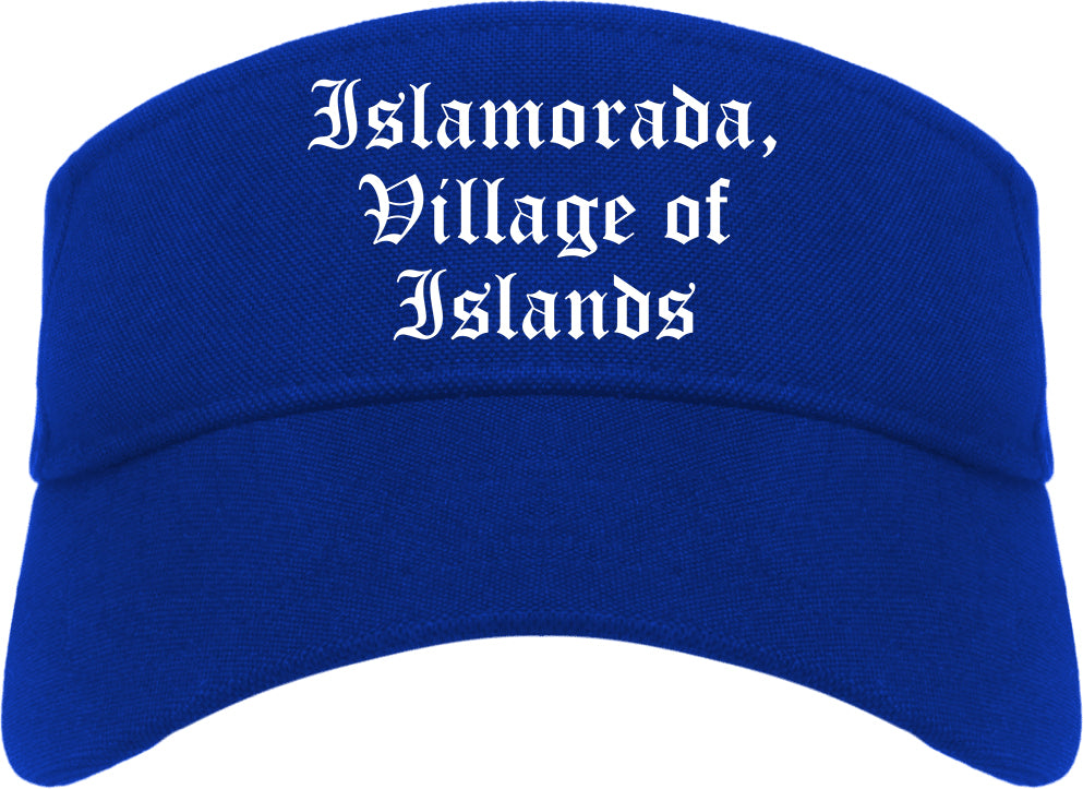 Islamorada, Village of Islands Florida FL Old English Mens Visor Cap Hat Royal Blue