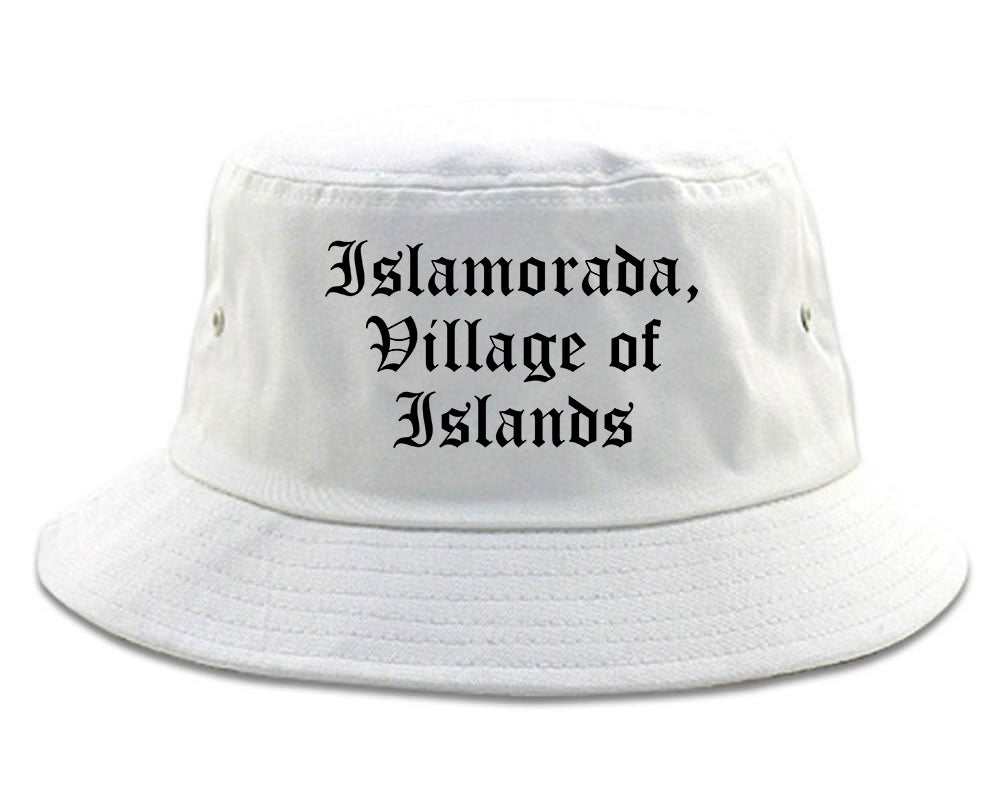 Islamorada, Village of Islands Florida FL Old English Mens Bucket Hat White