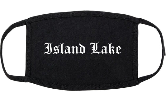 Island Lake Illinois IL Old English Cotton Face Mask Black