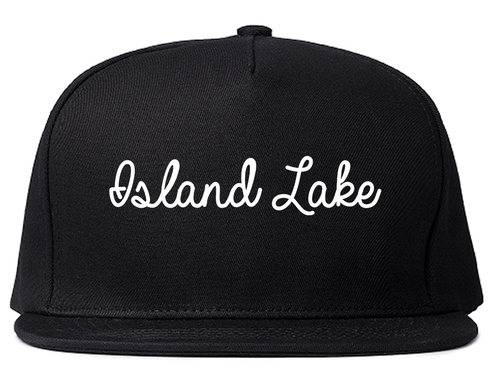 Island Lake Illinois IL Script Mens Snapback Hat Black