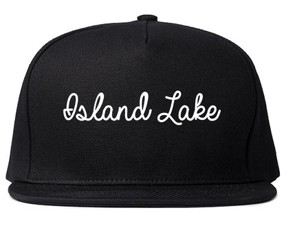 Island Lake Illinois IL Script Mens Snapback Hat Black