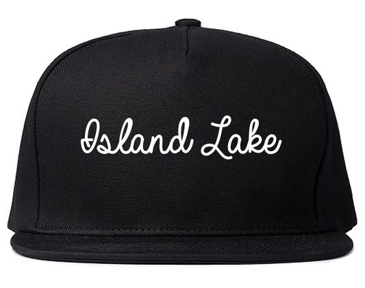 Island Lake Illinois IL Script Mens Snapback Hat Black