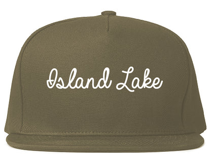 Island Lake Illinois IL Script Mens Snapback Hat Grey