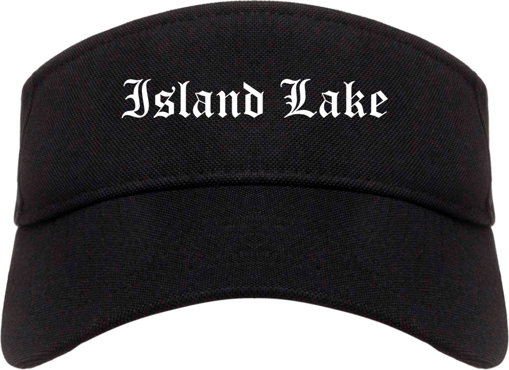 Island Lake Illinois IL Old English Mens Visor Cap Hat Black