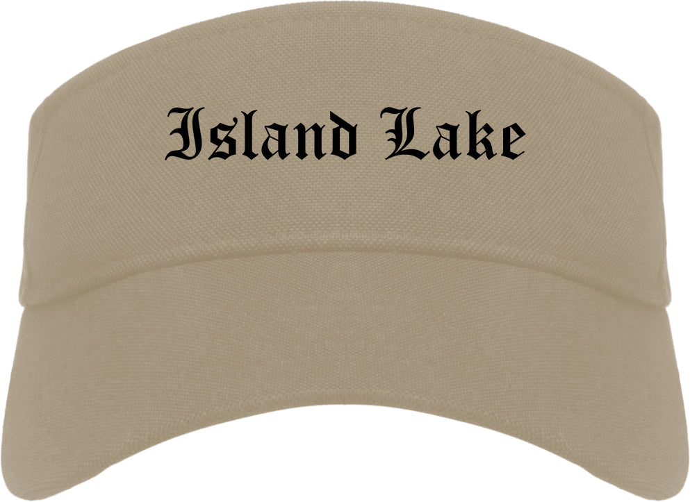Island Lake Illinois IL Old English Mens Visor Cap Hat Khaki