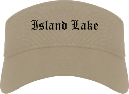 Island Lake Illinois IL Old English Mens Visor Cap Hat Khaki