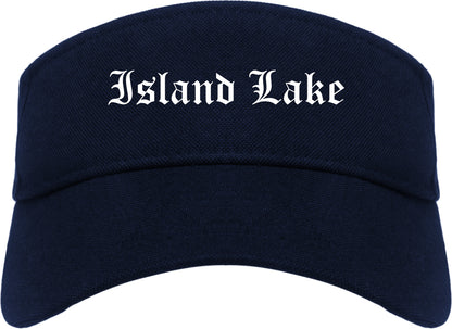 Island Lake Illinois IL Old English Mens Visor Cap Hat Navy Blue