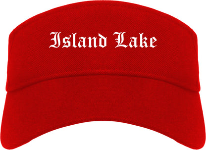 Island Lake Illinois IL Old English Mens Visor Cap Hat Red