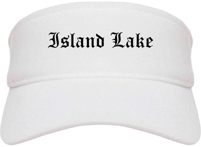 Island Lake Illinois IL Old English Mens Visor Cap Hat White
