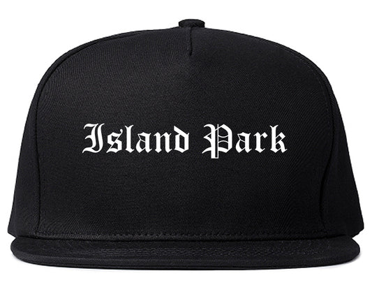 Island Park New York NY Old English Mens Snapback Hat Black